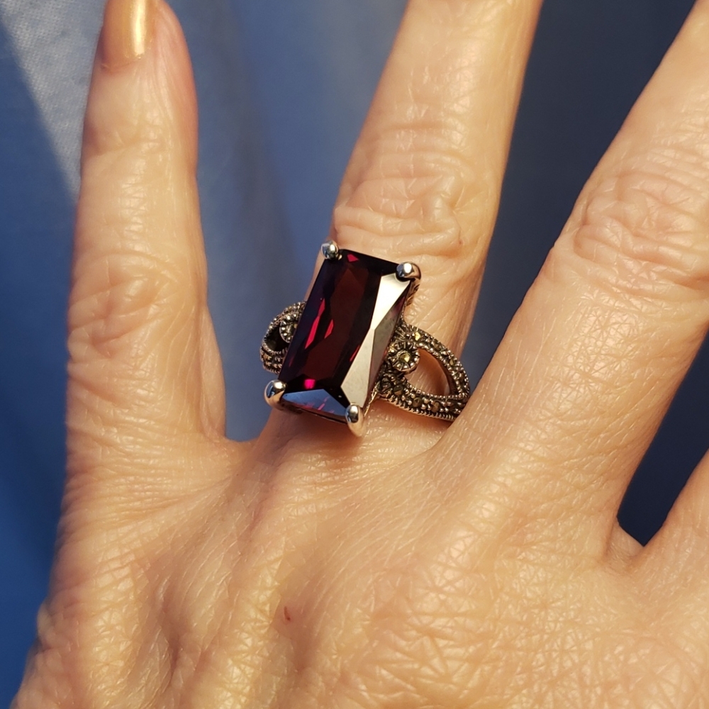 Sterling 925 Silver And Lab Created Ruby Ring - image 2